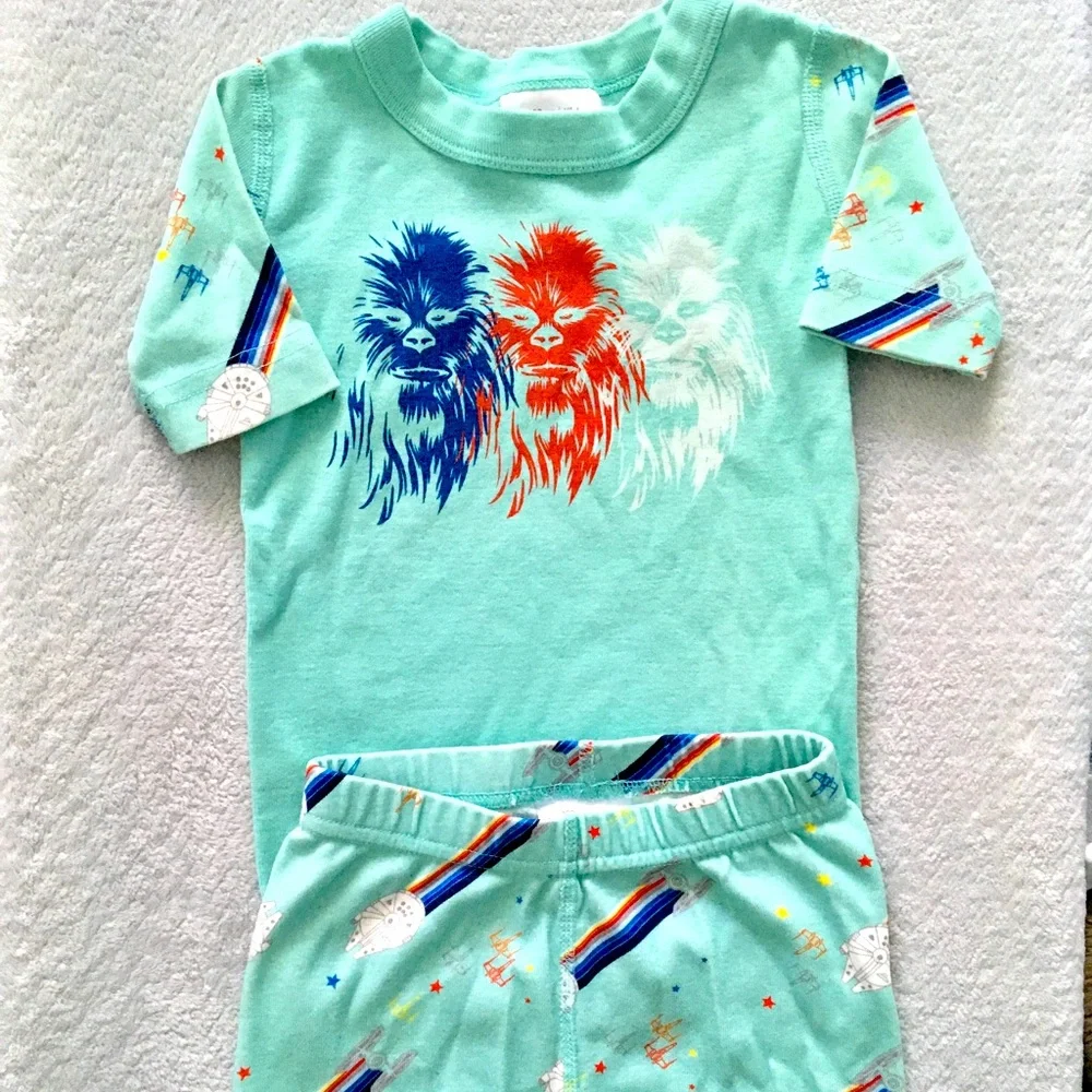 Hanna Andersson + Star Wars Chewbacca Short Sleeve Pajama Set 4T - Picture 1 of 6